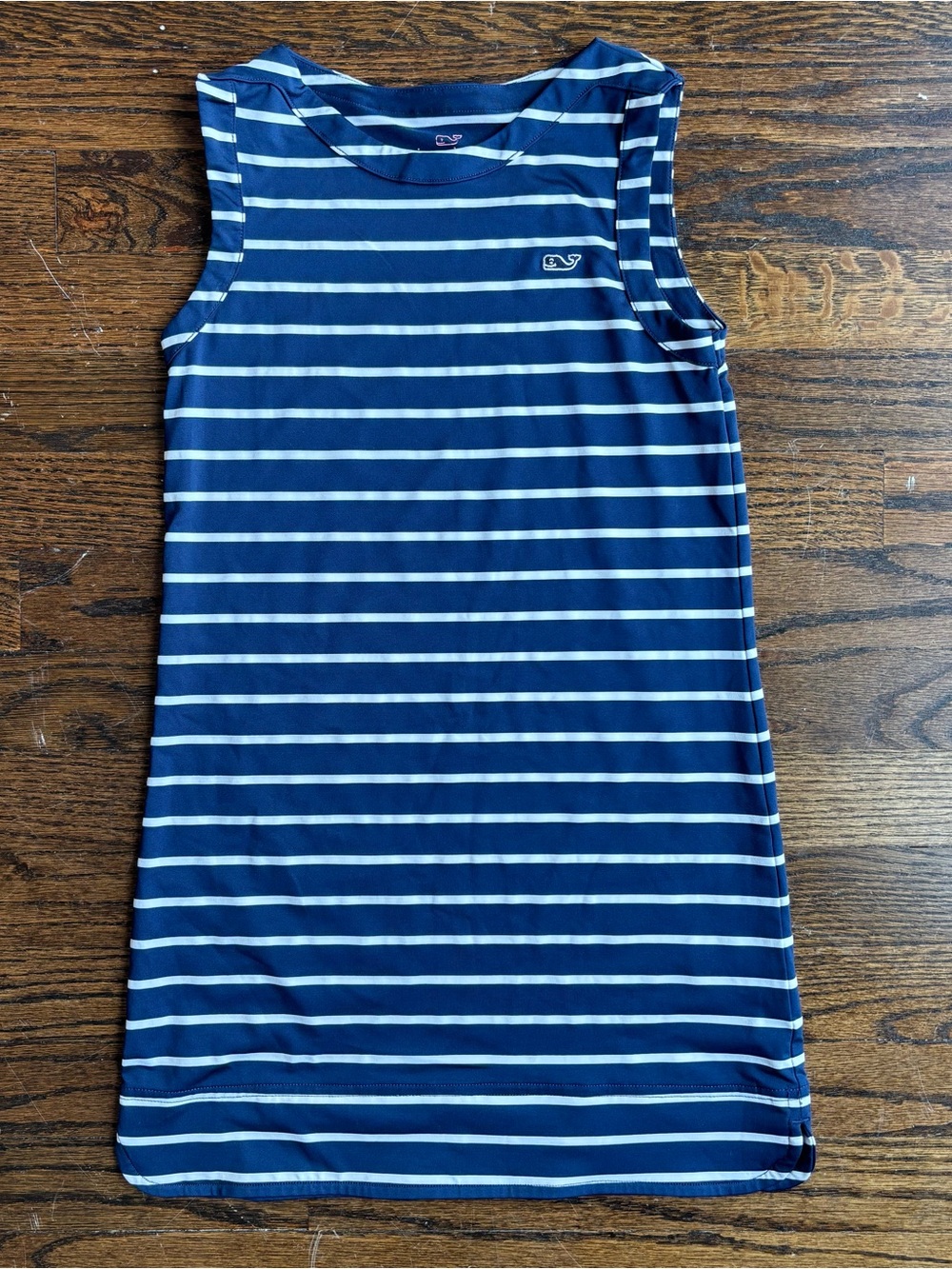 Vineyard Vines Girls Sankaty Blue/White Striped Shift Dress Sleeveless Knit 7-8Y